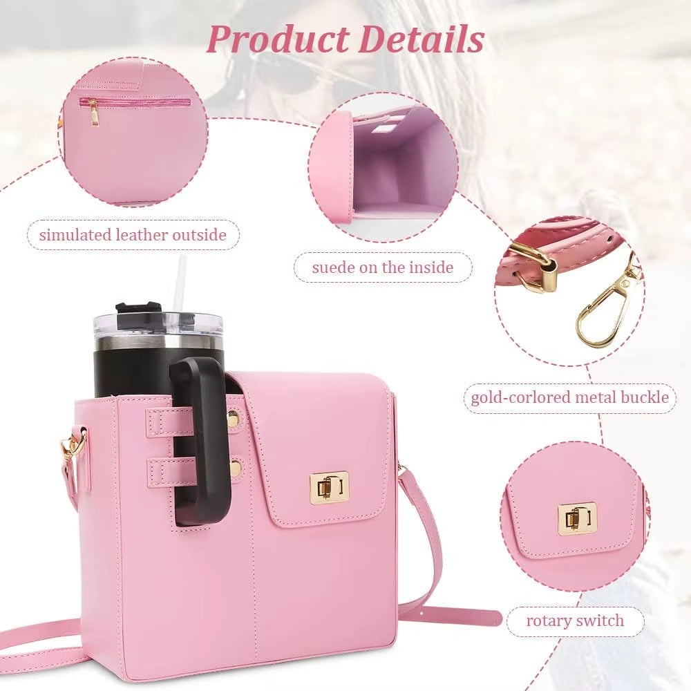 Outdoor Portable Women Crossbody Water Cup Storage Bag with Purse, Multifunctional Crossbody Shoulder Bag Water Bottle Holder