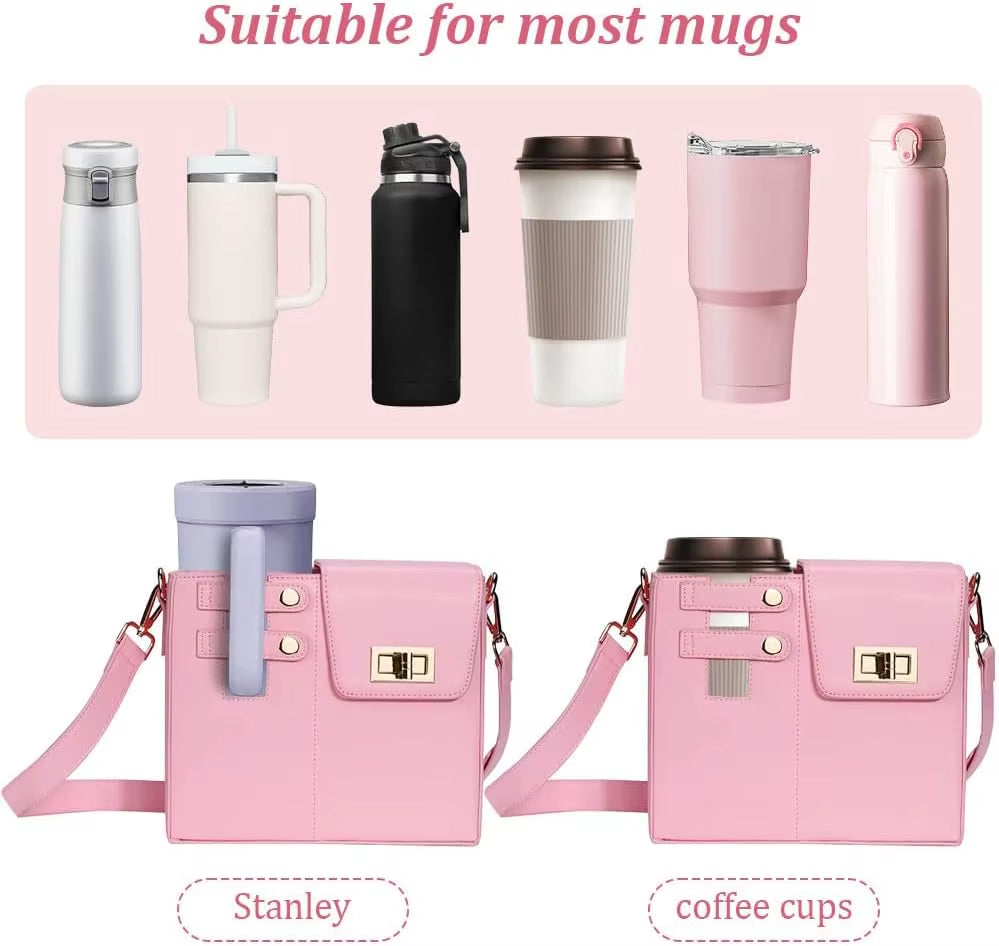 Outdoor Portable Women Crossbody Water Cup Storage Bag with Purse, Multifunctional Crossbody Shoulder Bag Water Bottle Holder